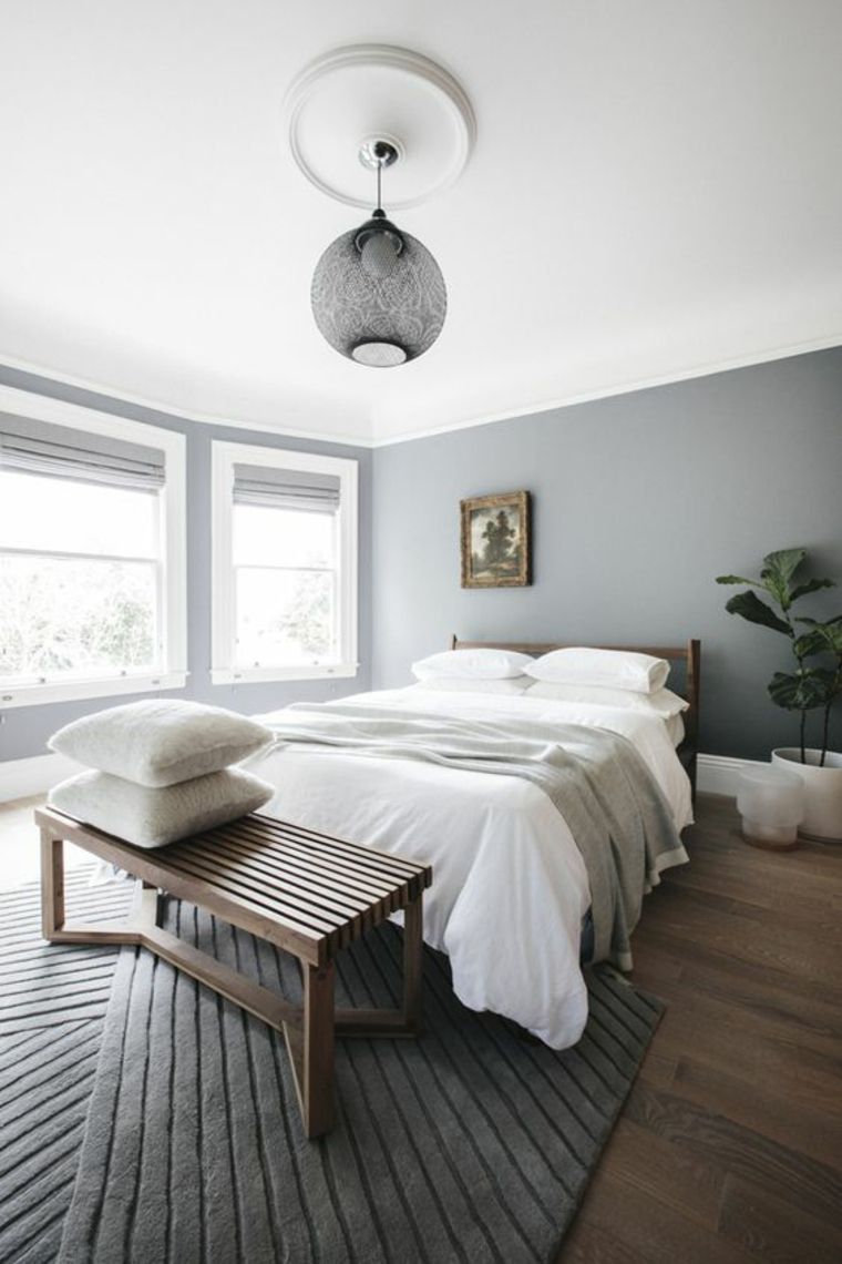style minimaliste chambre-gris-blanc-bois