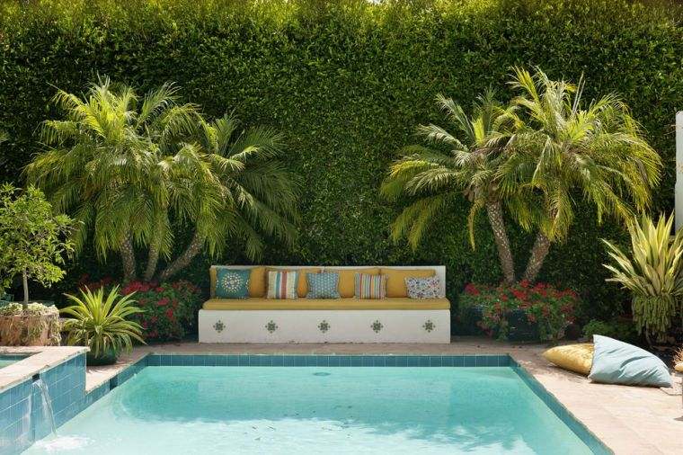 jardin de maison moderne avec piscine deco-exterieur-idee-banc