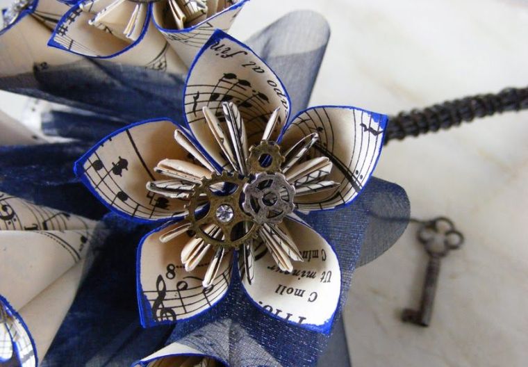 mariage original steampunk-deco-papier-origami-fleurs
