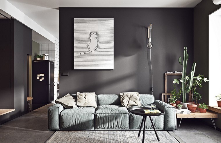 déco minimaliste design moderne canapé salon mur déco
