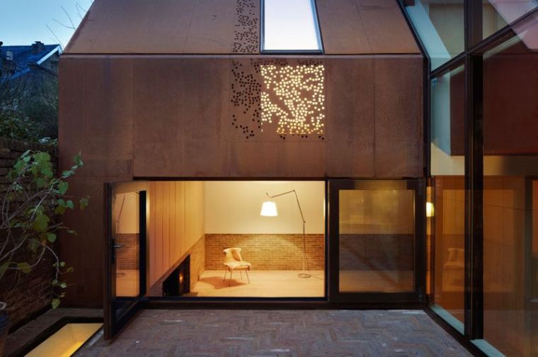 architecture maison moderne facade-acier-corten-verre