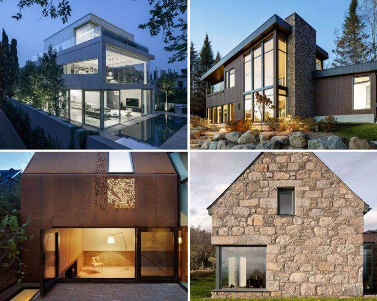 architecture maison moderne verre-pierre-metal-modeles