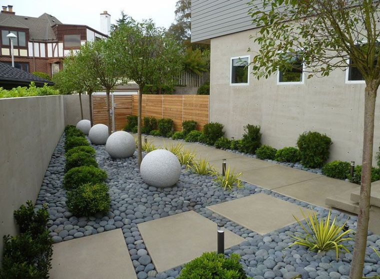 décoration jardin avec gravier dalles-petit-espace-design