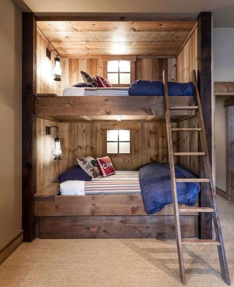 lit superposé design bois-deux-etages