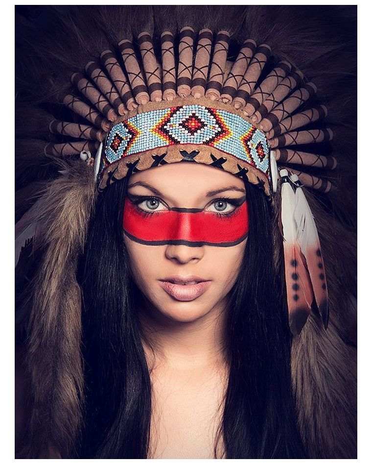 maquillage-femme-visage-peinture-amerindien