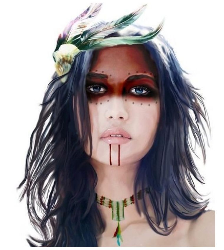 peinture-de-visage-pour-femme-inspiration-amerindienne