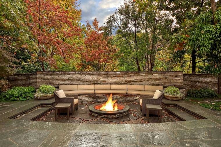 terrasse aménagée banc-feu