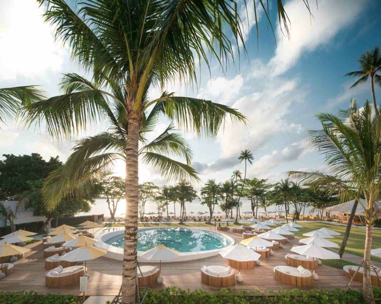 Chaweng beach SALA-Samui-hotel-piscine-exterieure-palmiers