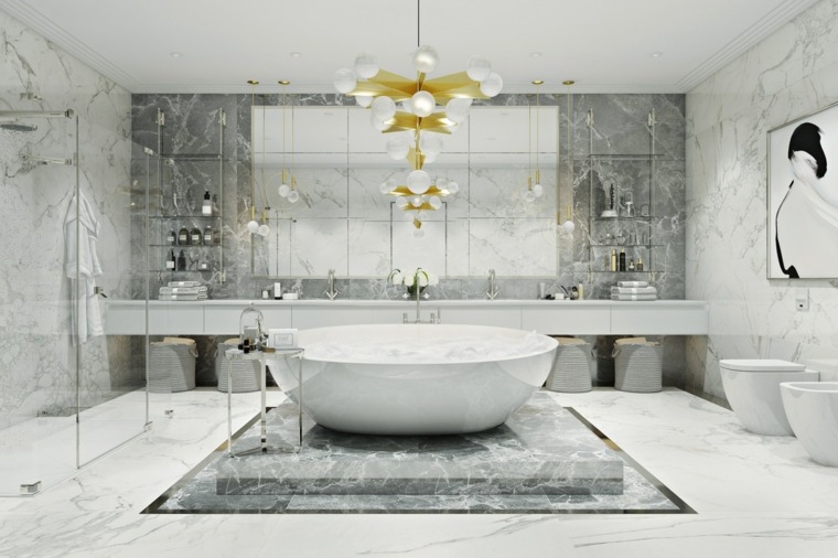 salle de bain design luxe lustre-dore