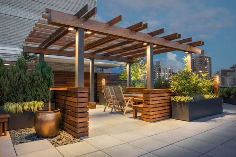 toit terrasse pergola-bois-amenagement