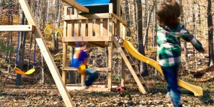 aire de jeux en bois enfants brico