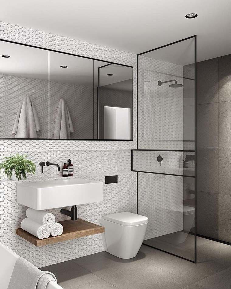 petite salle de bain moderne vitre carrelage design