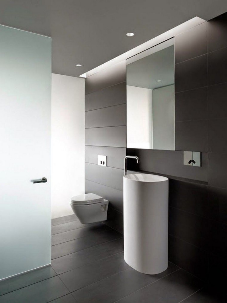 petite salle de bain moderne blanc gris vasque wc