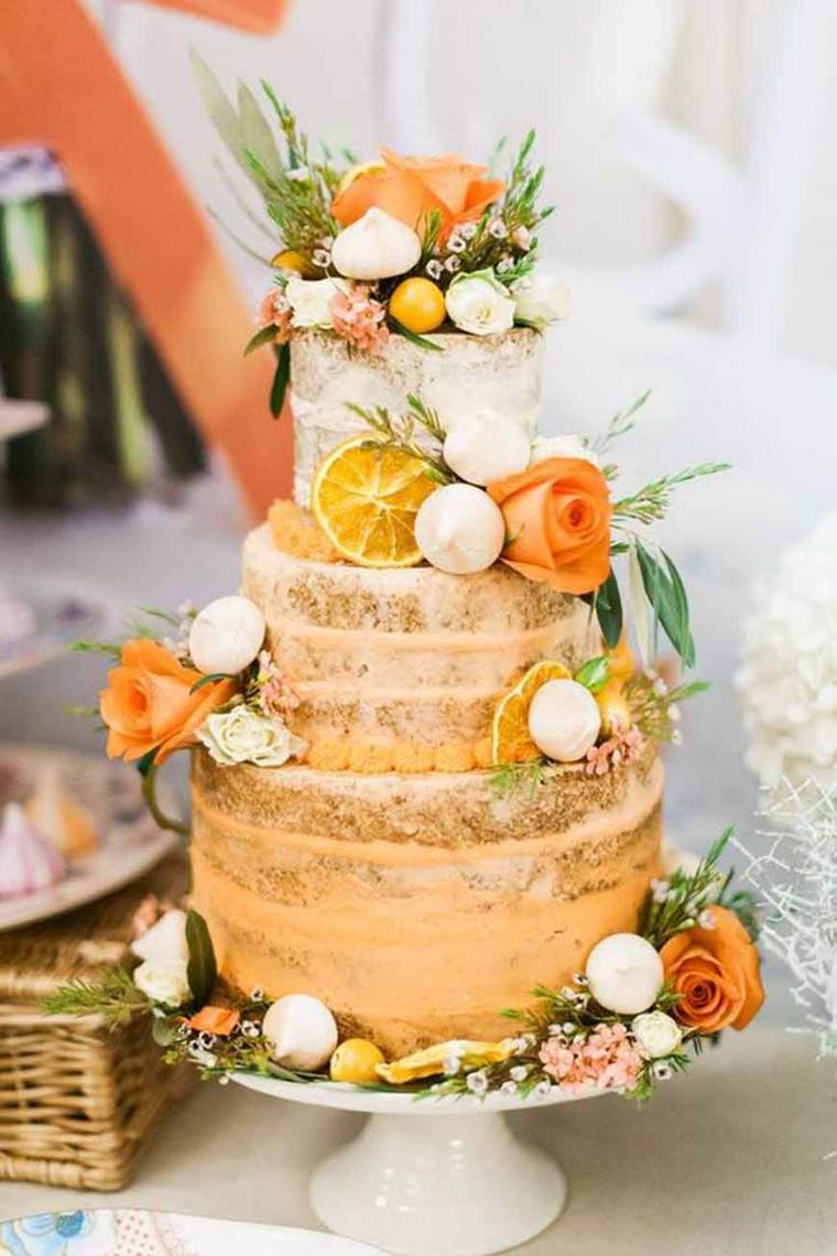 thème automne mariage gâteau roses décoration idées