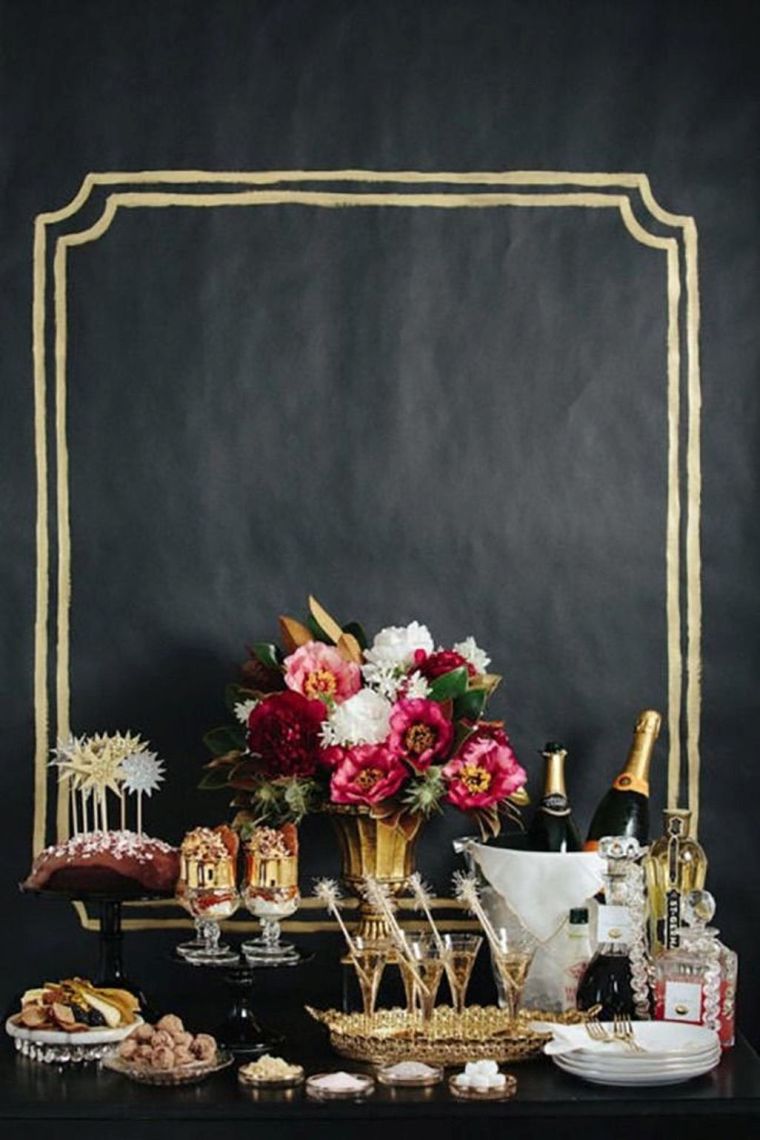 déco noir et or idee-table-de-mariage-photos