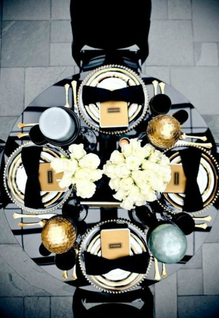 déco noir et or mariage-table-ronde