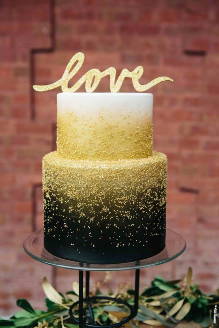 déco noir et or pour-mariage-gateau-original