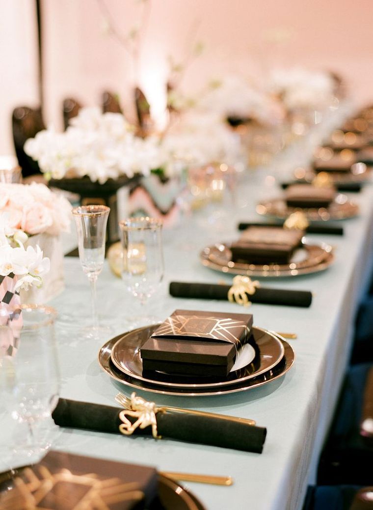 déco noir et or-pour-table-de-mariage-grande-reception