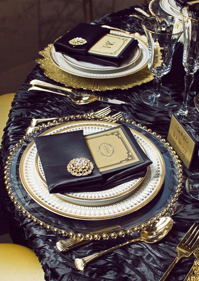 déco noir et or pour-table-mariage-idees