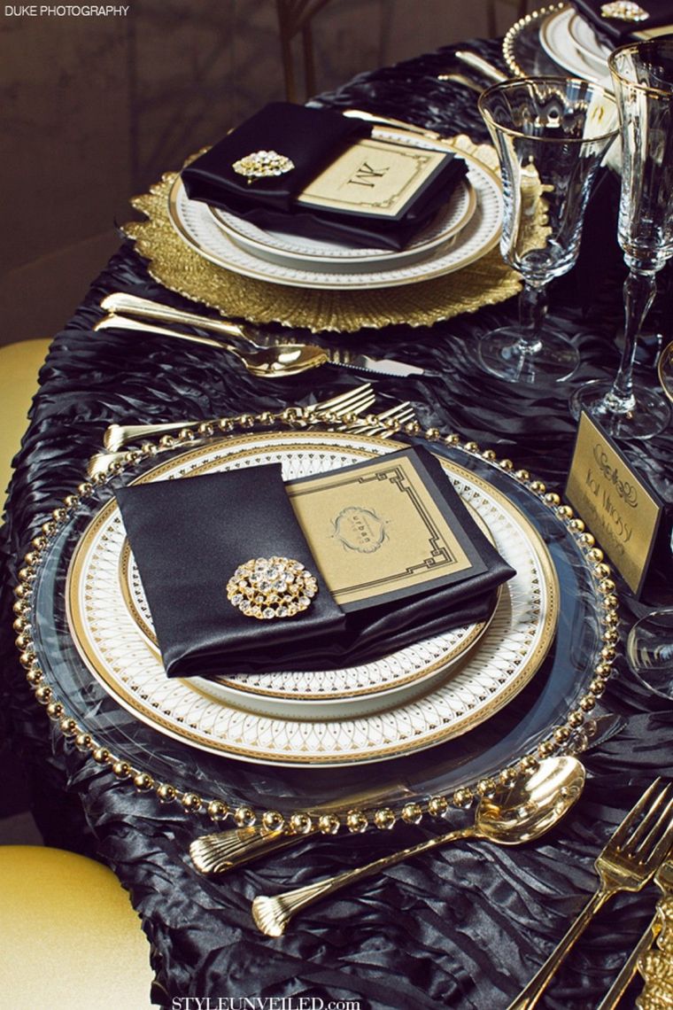 déco noir et or pour-table-mariage-idees