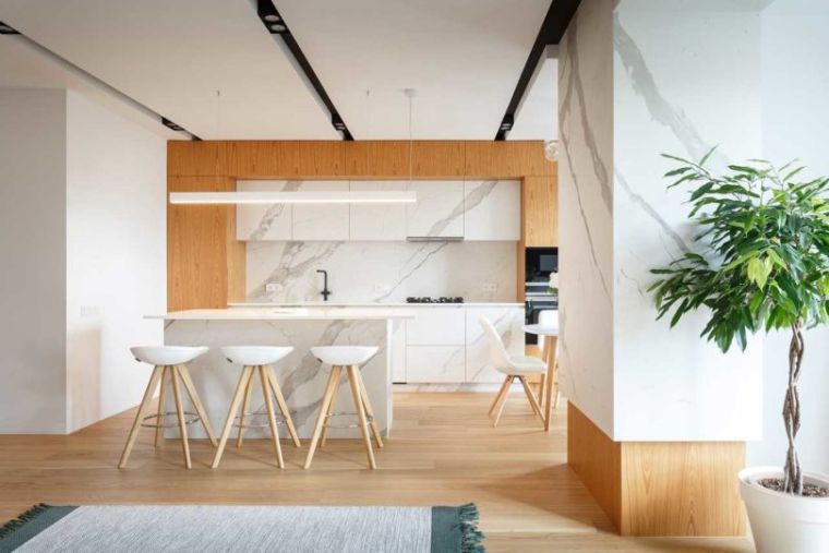 tendance design intérieur modele-maison-moderne-bois-marbre