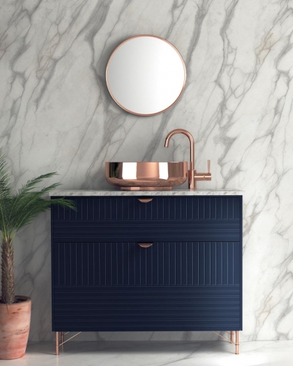 déco salle de bain marbre meuble rangement