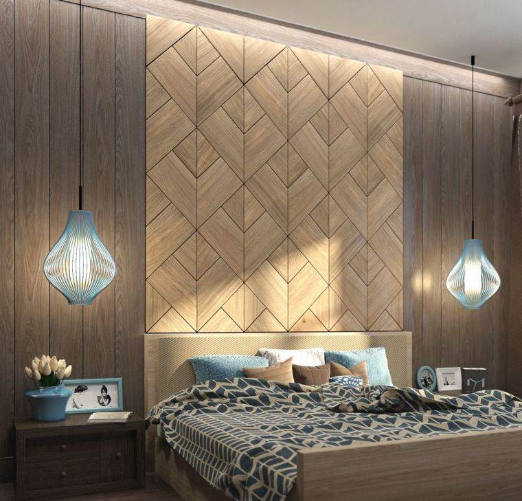 chambre moderne avec accent en bois