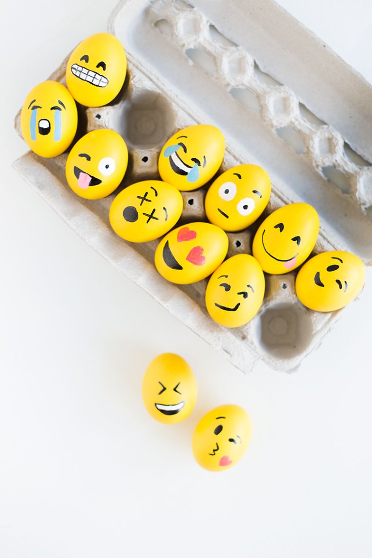 déco de Pâques à faire soi-même peinture oeufs emoji