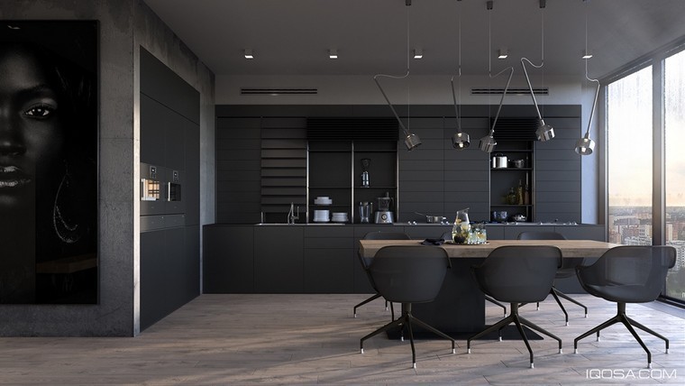 interieur-cuisine-noire-design-ilot