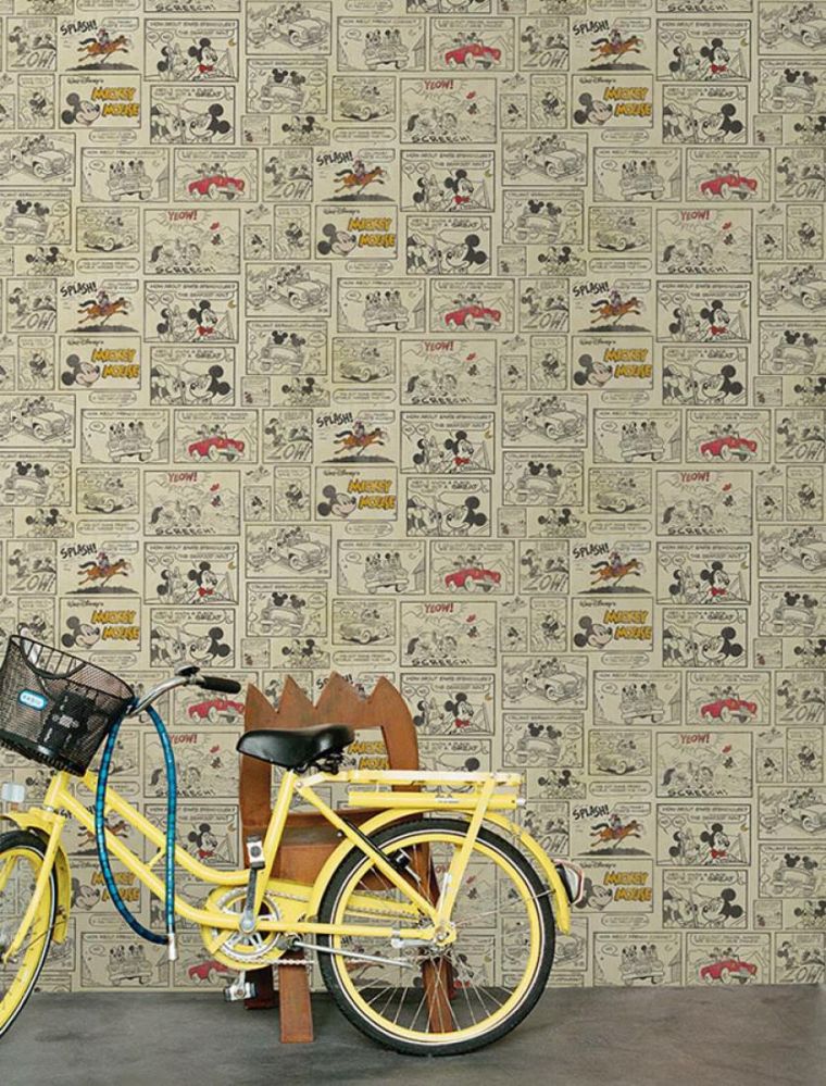 papier peint vintage chambre enfant motif bd mickey