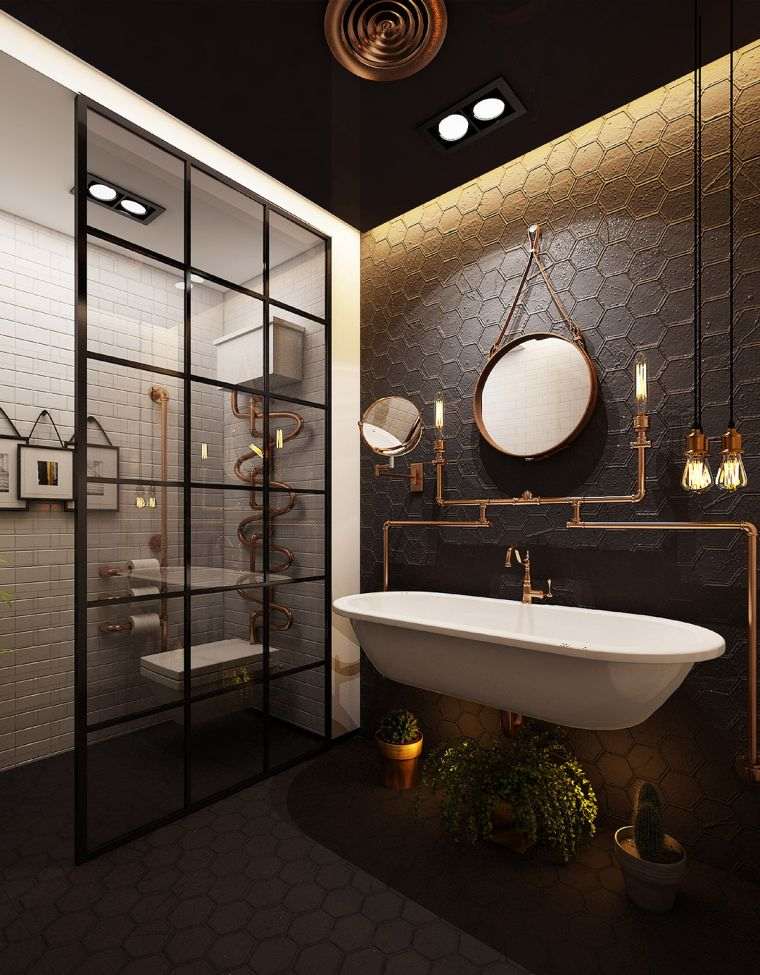 tendance de salle de bain design en couleur sombre
