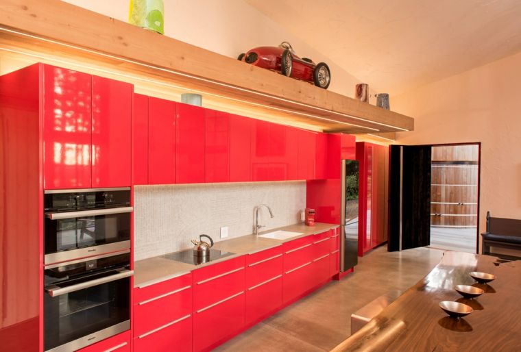 cuisine design rouge maison ecolo