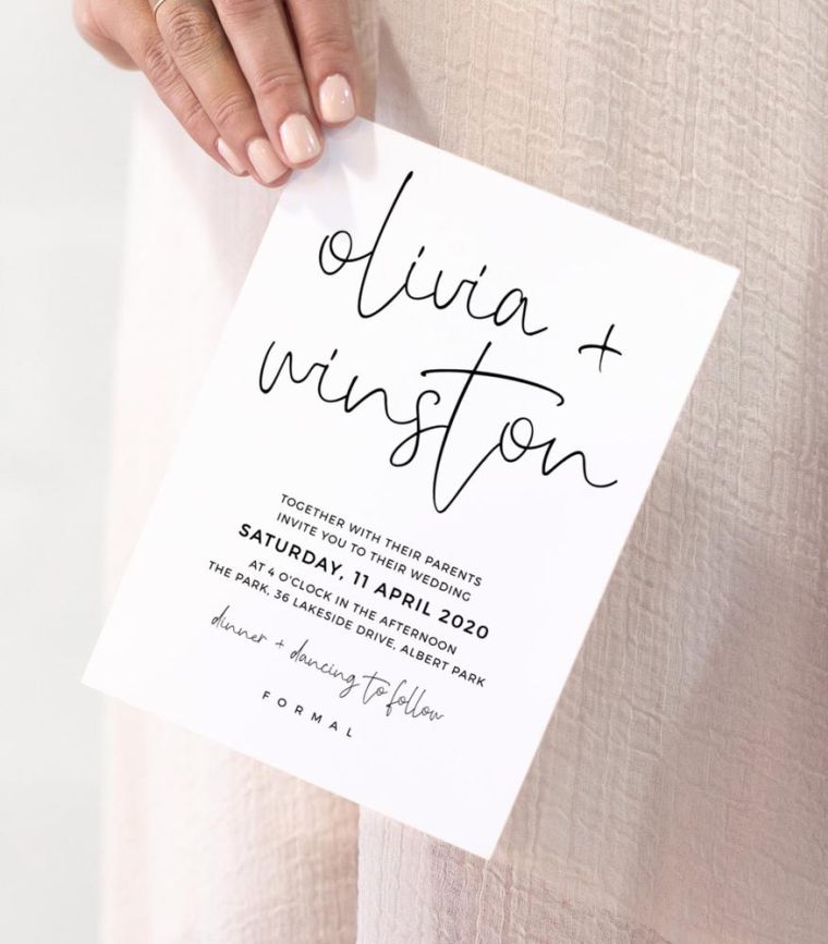 invitation de mariage theme minimaliste
