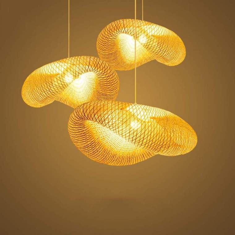 osier lampes suspendues japonaises forme champignon