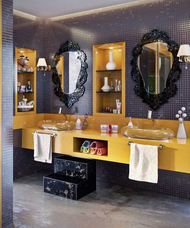 décor marocain salle bains miroirs carrelage