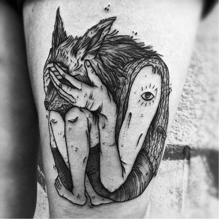 tatouage loup-garou original 