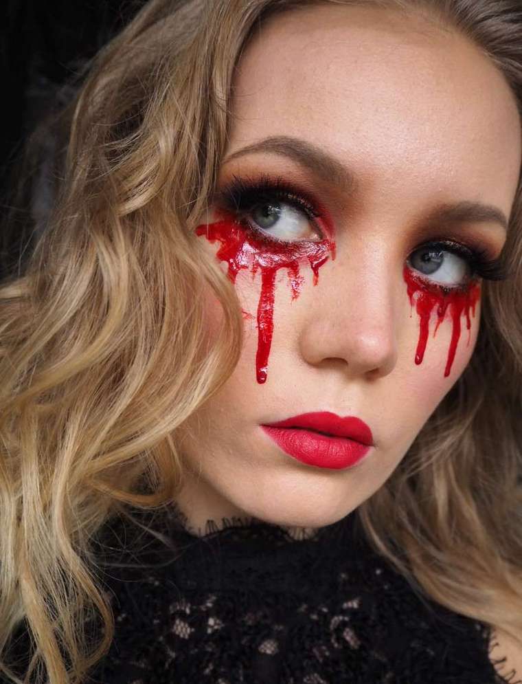 peinture rouge maquillage facile pour halloween