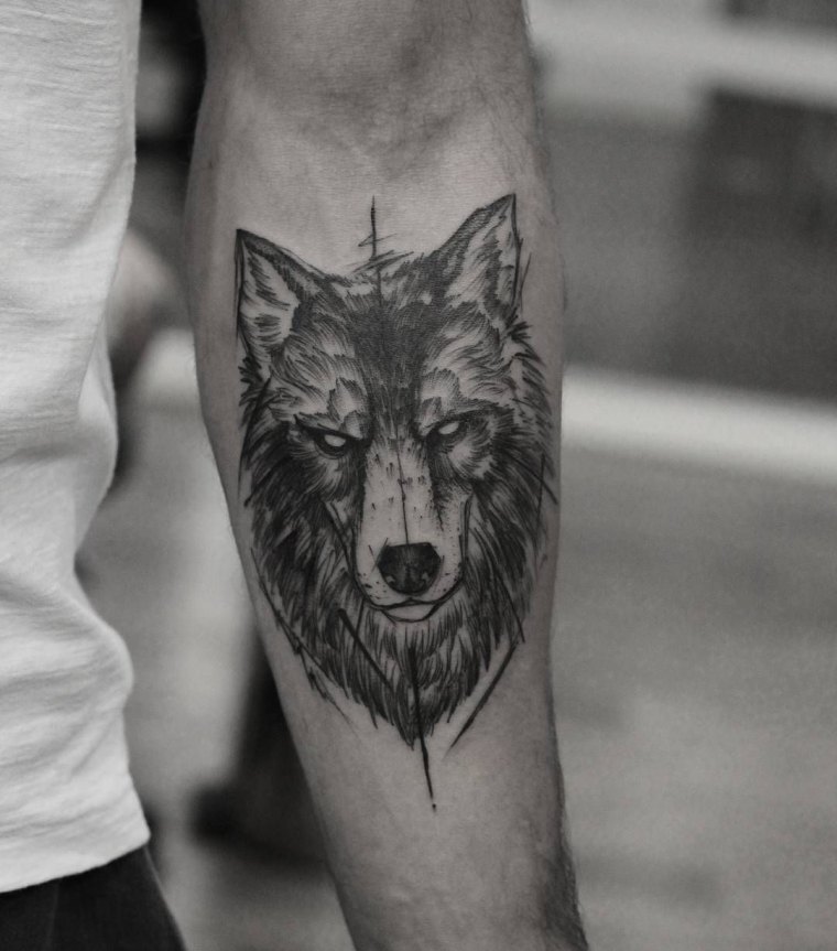 tatouage de loup pour homme 