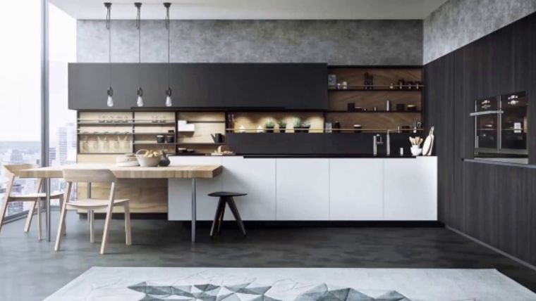 cuisine noire et bois de design moderne
