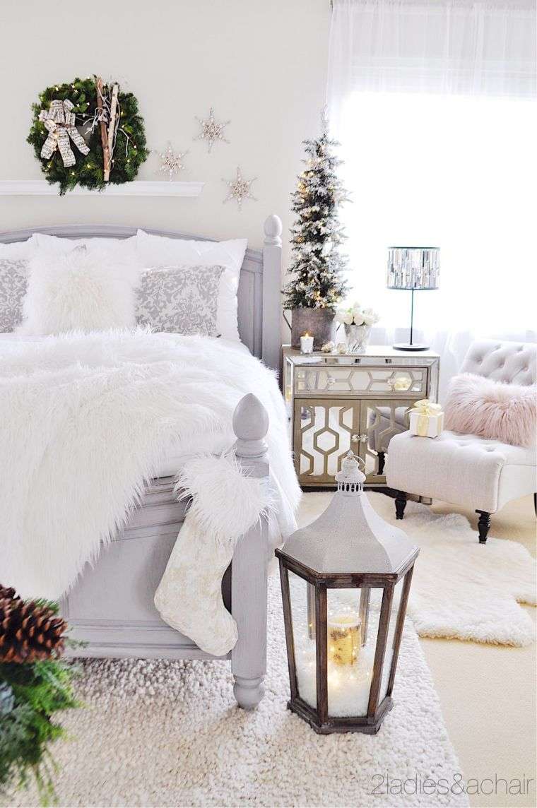 déco de chambre Noël en blanc 