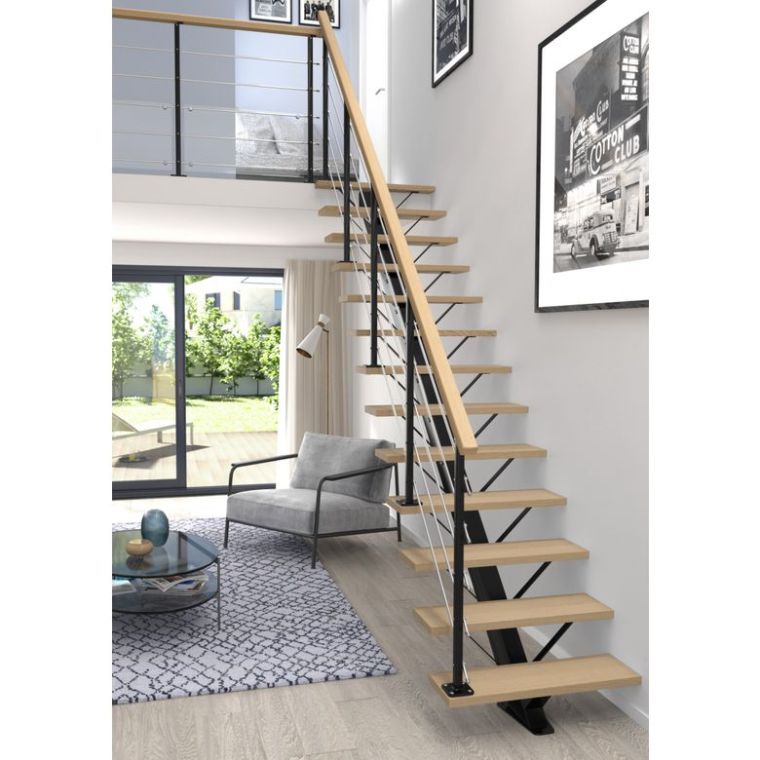 escaliers modernes droit en bois et métal