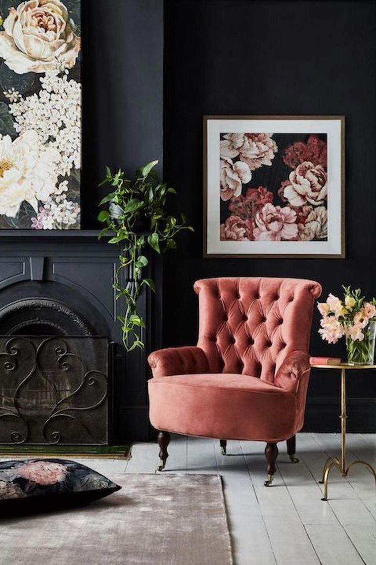 déco de salon en gris et rose