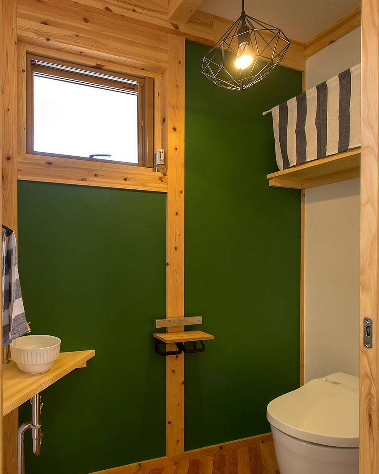 salle eau vert bois