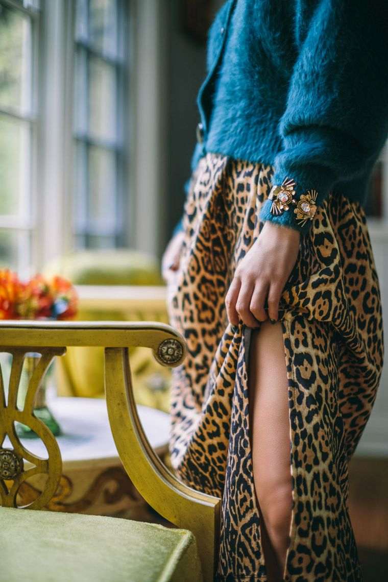 jupe longue aux motifs léopard 