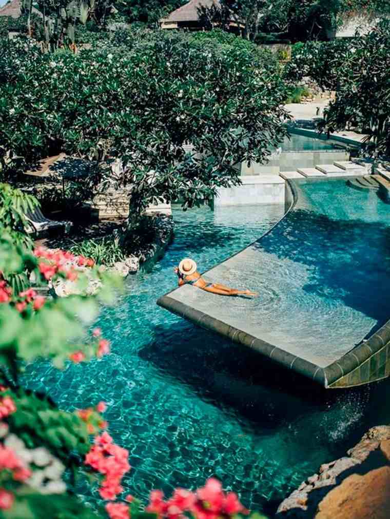 piscine rêve fleurs verdure