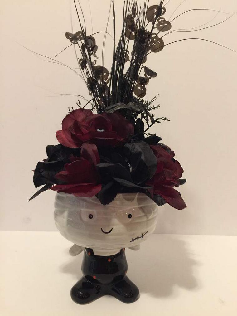 bouquet décoratif rouge noir halloween