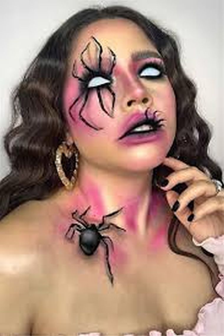 idée de maquillage avec araignées