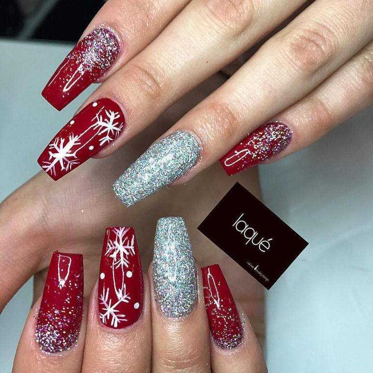 ongles rouges deco noel