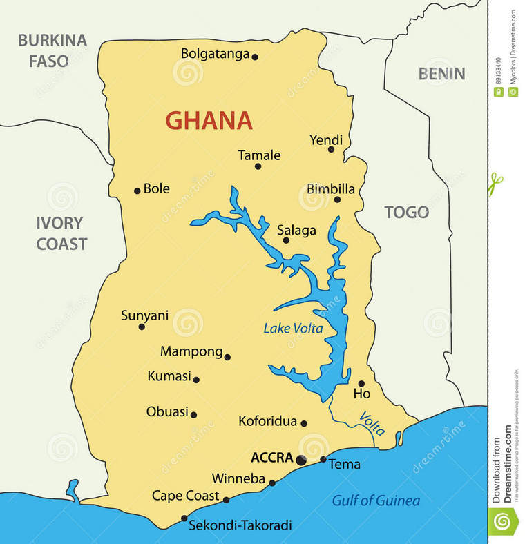 le Ghana carte vecteur