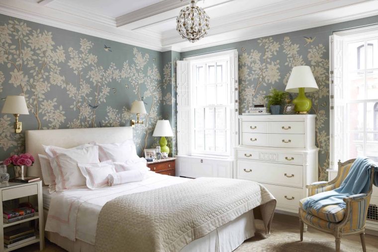 tendances déco chambre à coucher 2021 avec papier peint